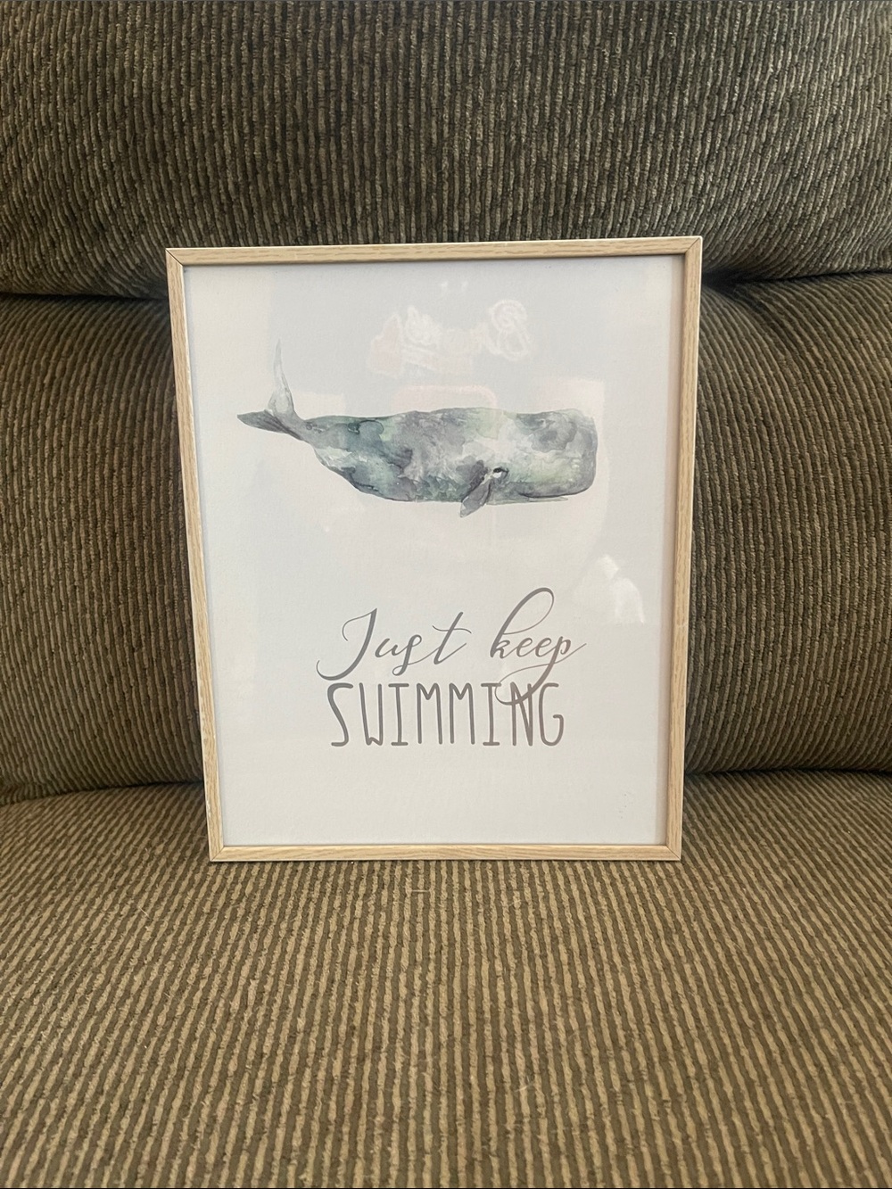 Just keep swimming whale beach framed wall art